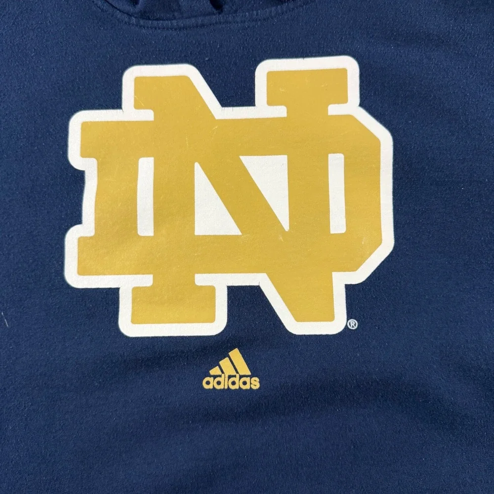Adidas Notre Dame Fighting Irish Hoodie Mens XL Navy Blue Pullover Sweatshirt